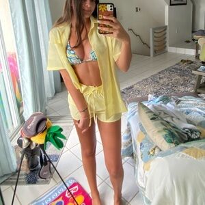 pastel yellow SHEIN cover up set, size small, so cute for vacation